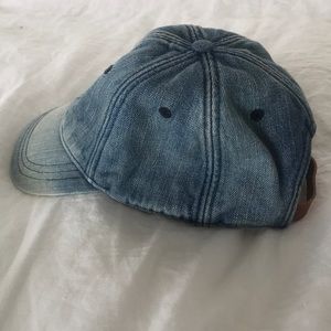 Madewell denim baseball dad hat with leather strap
